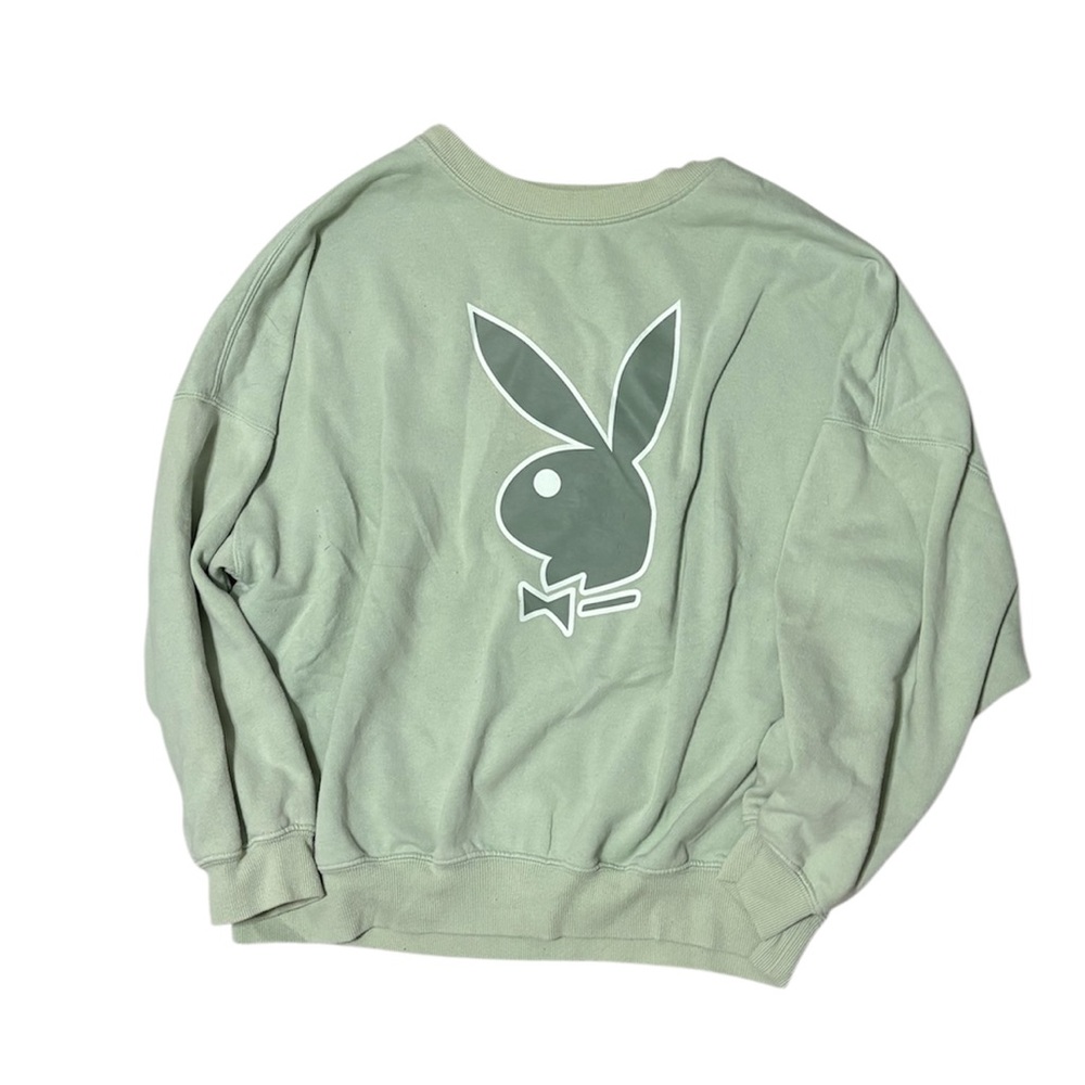 PLAYBOYxPacsun Womans XS Mint Green Fleece crewneck